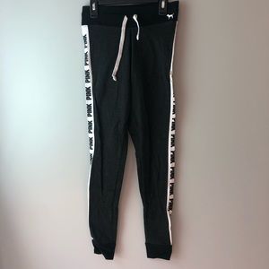 Dark Gray Pink Logo Legging